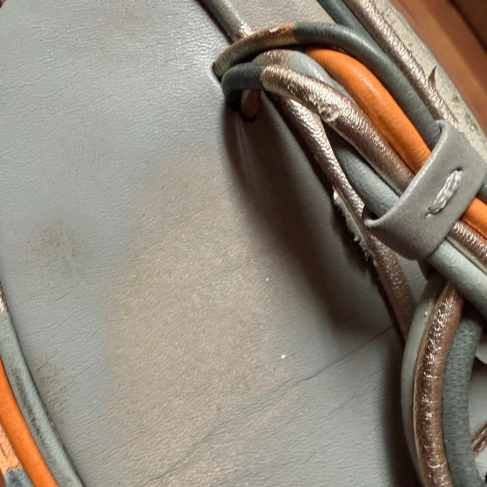 Tory Burch Gray and Orange Slide Sandals - Picture 2 of 5